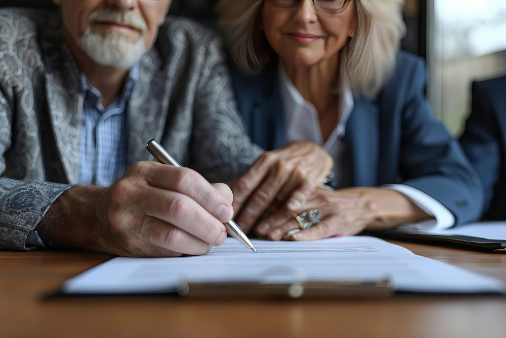 couple signing a living trust